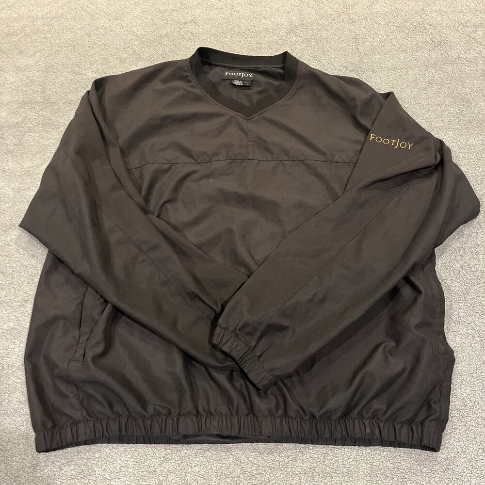 Men’s Footjoy V Neck Golf Windbreaker Long Sleeve Shirt Black Large